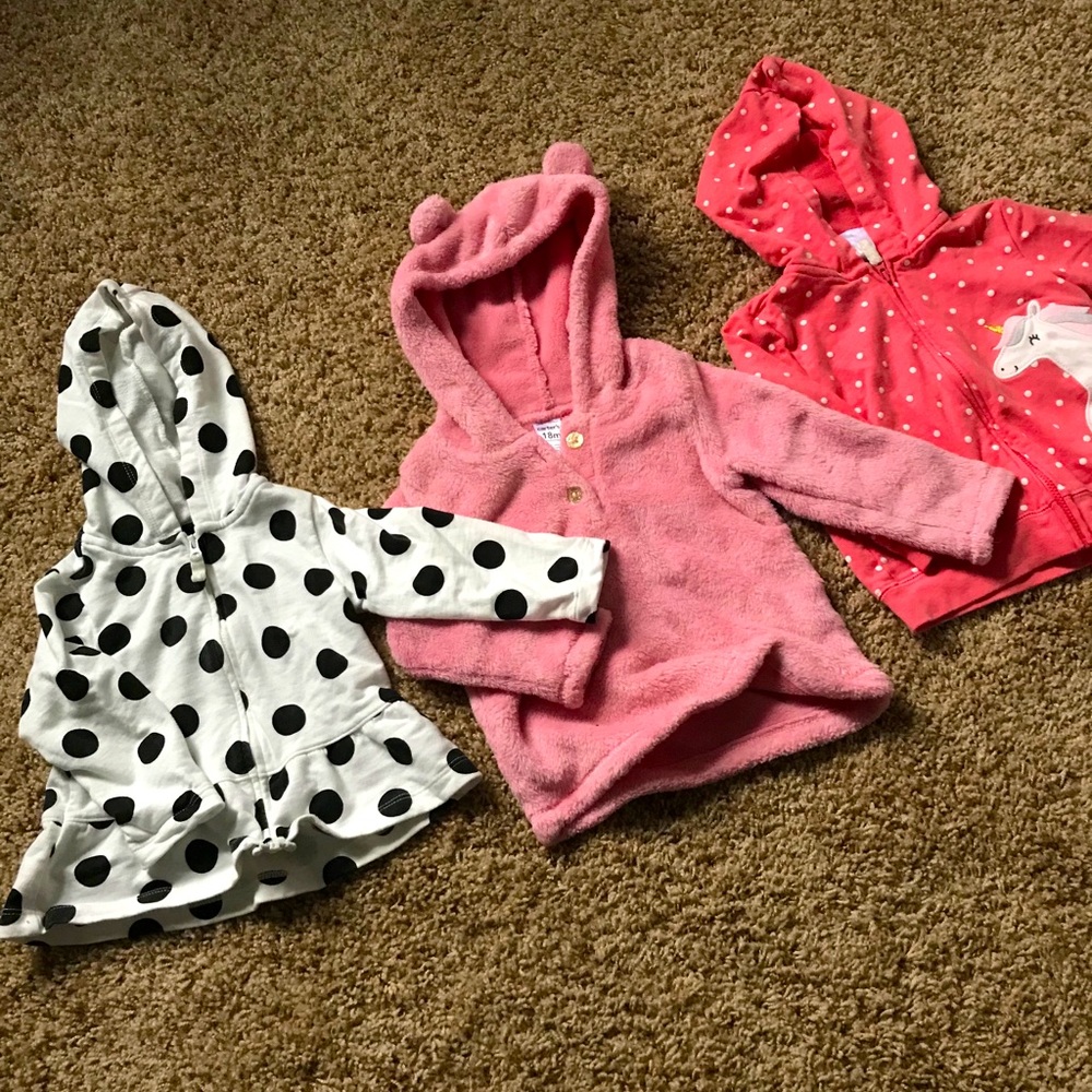 Three 18-month hoodies—used only once or twice!